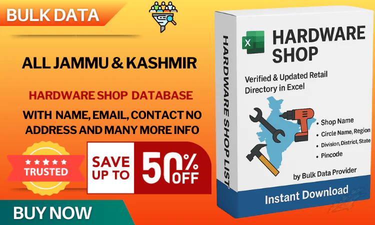 All Jammu & Kashmir Hardware Shop Database – Verified & Updated Contact Directory in Excel