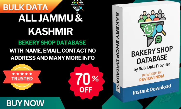 All Jammu & Kashmir Bakery Shop Database –Verified & Updated Bakery Shop Contact Directory in Excel