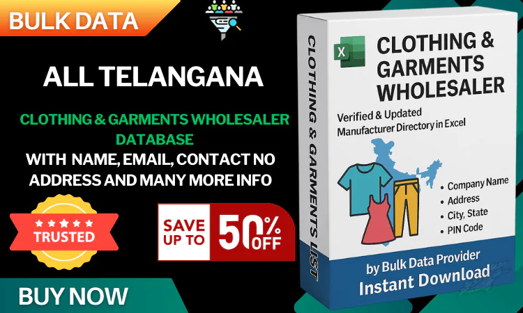 All Telangana Clothing & Garments Wholesaler Database – Verified &Updated Contact Directory in Excel