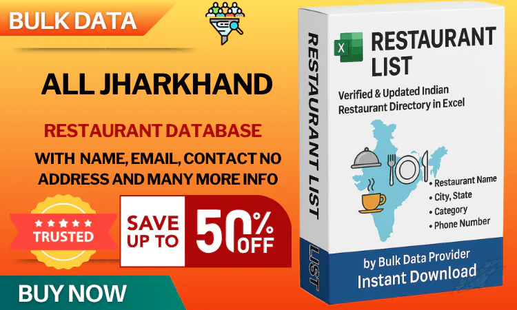 All Jharkhand Restaurant Database – Verified & Updated Contact Directory in Excel