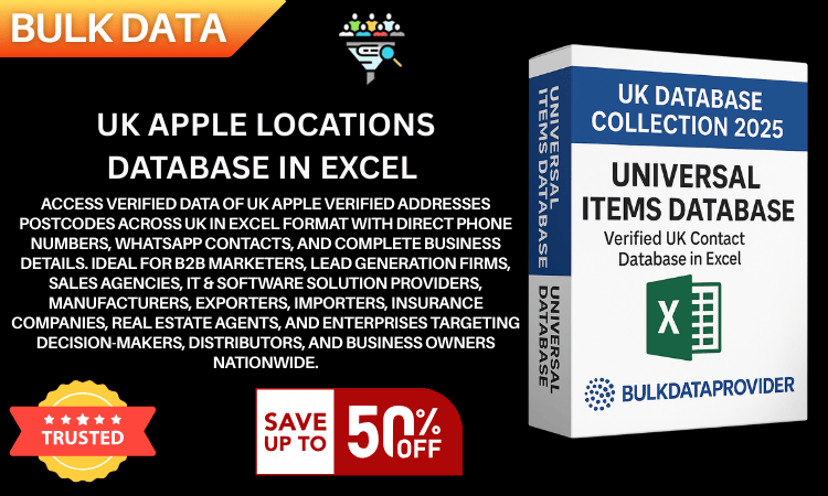 UK Apple Locations Database in Excel  Verified Addresses  Postcodes 2025