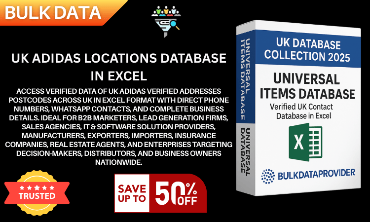 UK Adidas Locations Database in Excel  Verified Addresses  Postcodes 2025