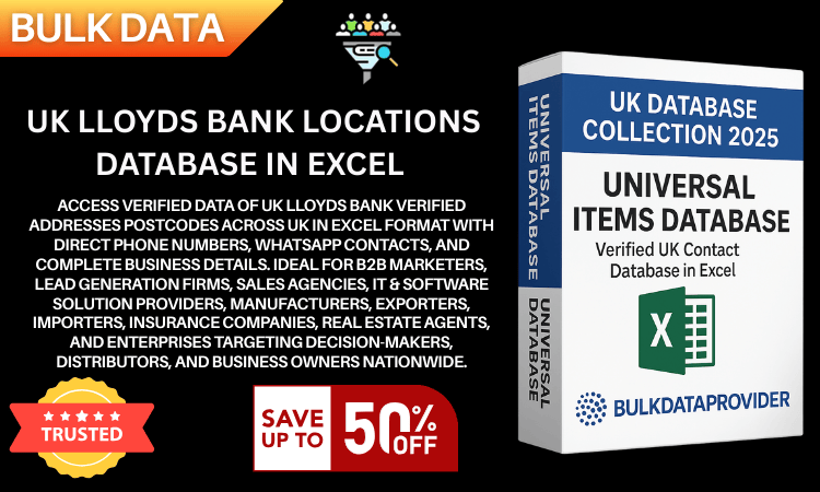 UK Lloyds Bank Locations Database in Excel  Verified Addresses  Postcodes 2025
