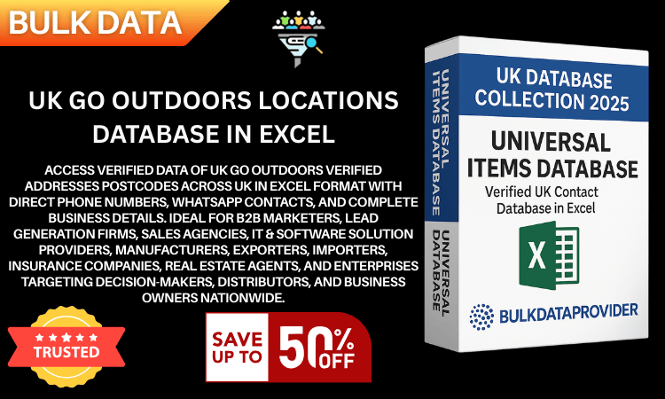UK GO Outdoors Locations Database in Excel Verified Addresses Postcodes 2025