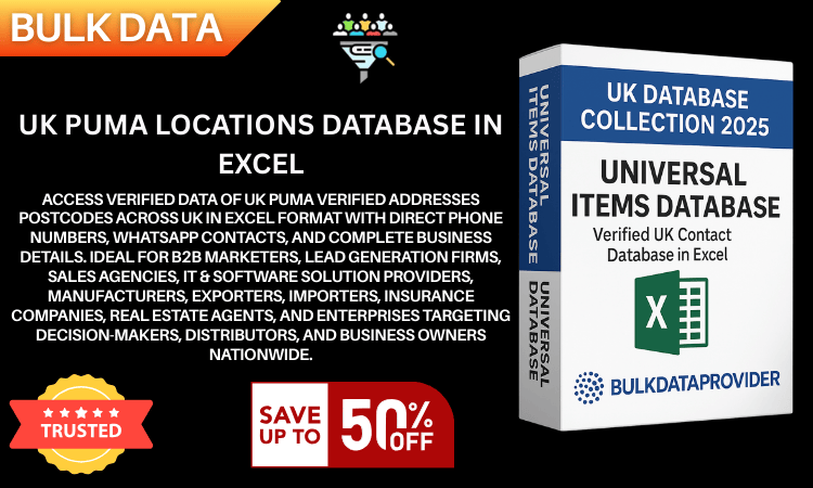 UK Puma Locations Database in Excel  Verified Addresses  Postcodes 2025