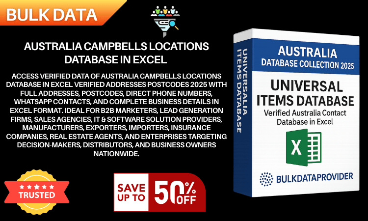Australia Campbells Locations Database in Excel Verified Addresses Postcodes 2025