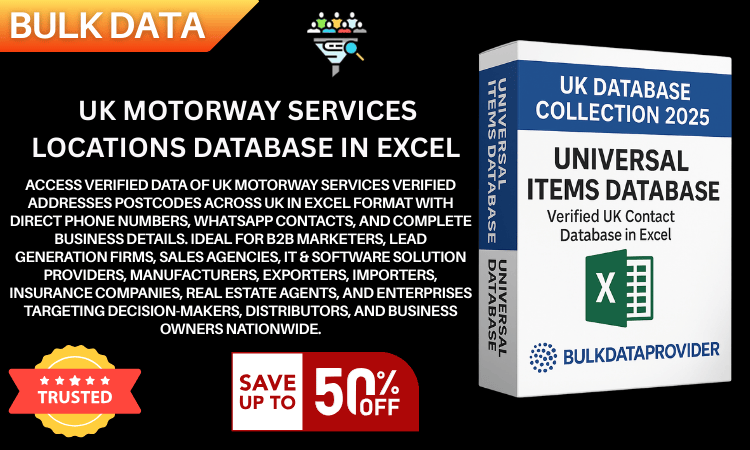UK Motorway Services Locations Database in Excel  Verified Addresses  Postcodes 2025