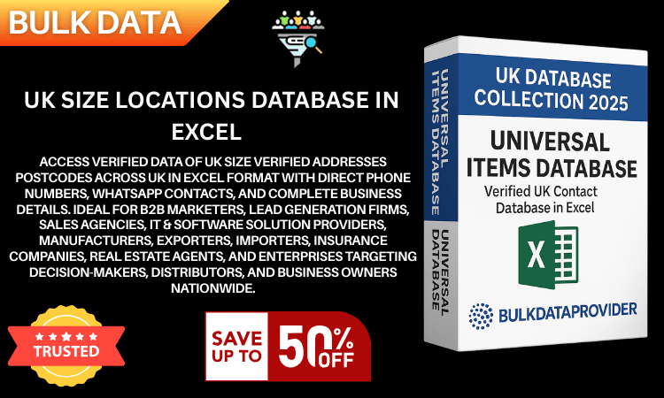 UK Size Locations Database in Excel  Verified Addresses  Postcodes 2025