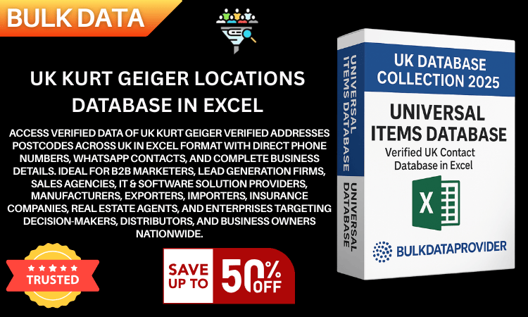 UK Kurt Geiger Locations Database in Excel  Verified Addresses  Postcodes 2025