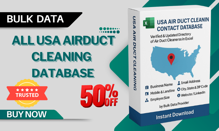 All USA Air Duct Cleaning Service Provider Database – Verified & Updated Contact Directory in Excel