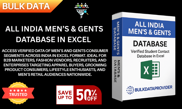 All India Men’s & Gents Database in Excel – Verified Consumer & Retail Data