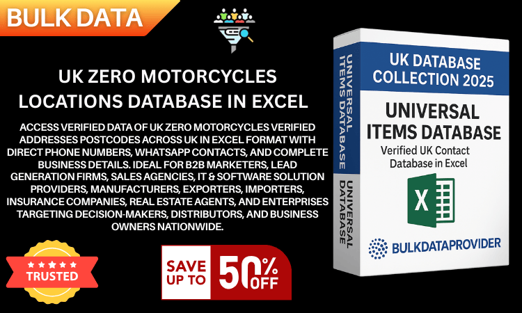 UK Zero Motorcycles Locations Database in Excel  Verified Addresses  Postcodes 2025