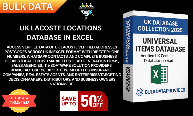 UK Lacoste Locations Database in Excel  Verified Addresses  Postcodes 2025