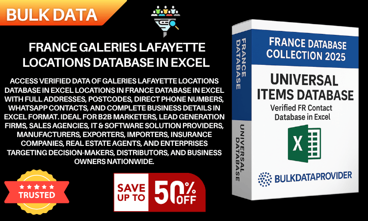 France Galeries Lafayette Locations Database in Excel – Verified Addresses & Postcodes 2025