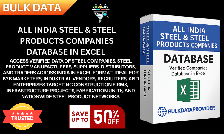 All India Steel & Steel Products Companies Database in Excel – Verified Steel Manufacturers & Suppli