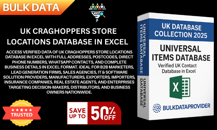 UK Craghoppers store Locations Database in Excel  Verified Addresses  Postcodes 2025