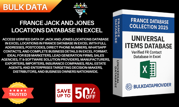 France Jack and Jones Locations Database in Excel – Verified Addresses & Postcodes 2025