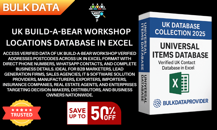 UK Build-A-Bear Workshop Locations Database in Excel  Verified Addresses  Postcodes 2025