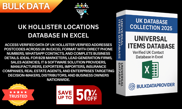 UK Hollister Locations Database in Excel  Verified Addresses  Postcodes 2025