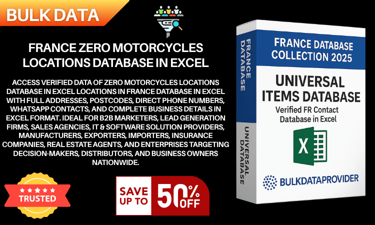 France Zero Motorcycles Locations Database in Excel – Verified Addresses & Postcodes 2025