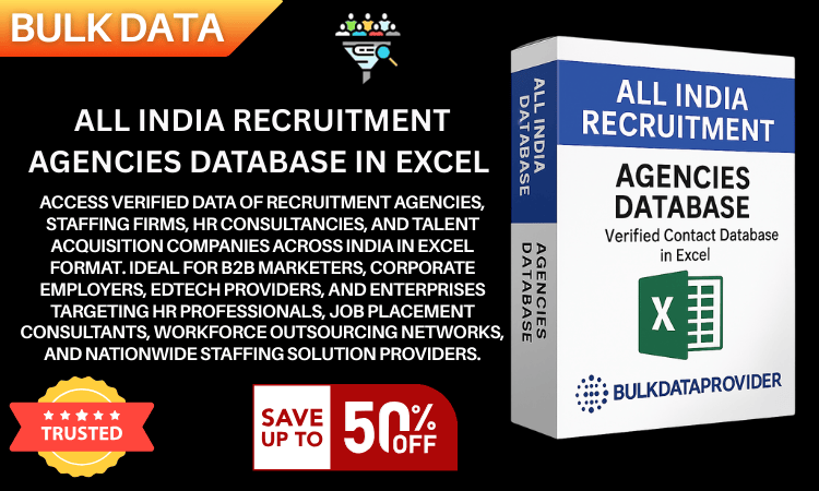 All India Recruitment Agencies Database in Excel – Verified Recruitment & Staffing Businesses Data
