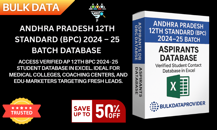 Andhra Pradesh 12th Standard (BPC) 2024–25 Batch Database – Verified Student Leads in Excel