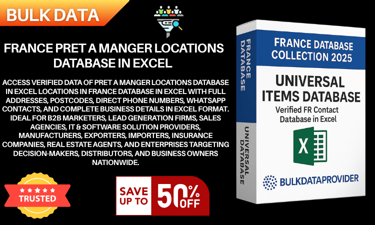 France Pret a Manger Locations Database in Excel – Verified Addresses & Postcodes 2025