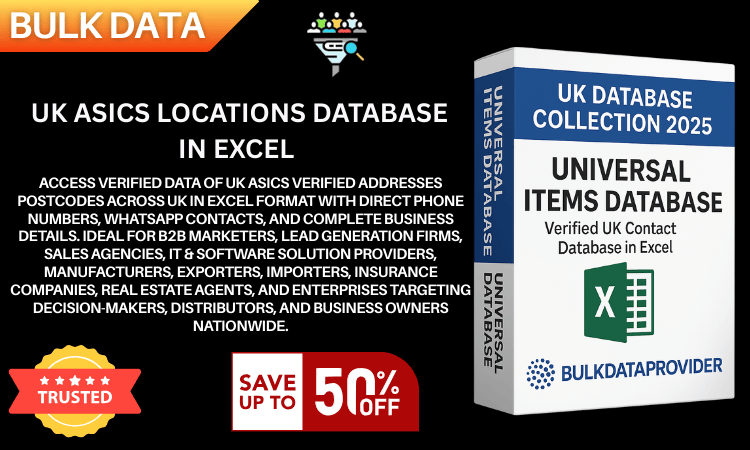 UK Asics Locations Database in Excel  Verified Addresses  Postcodes 2025