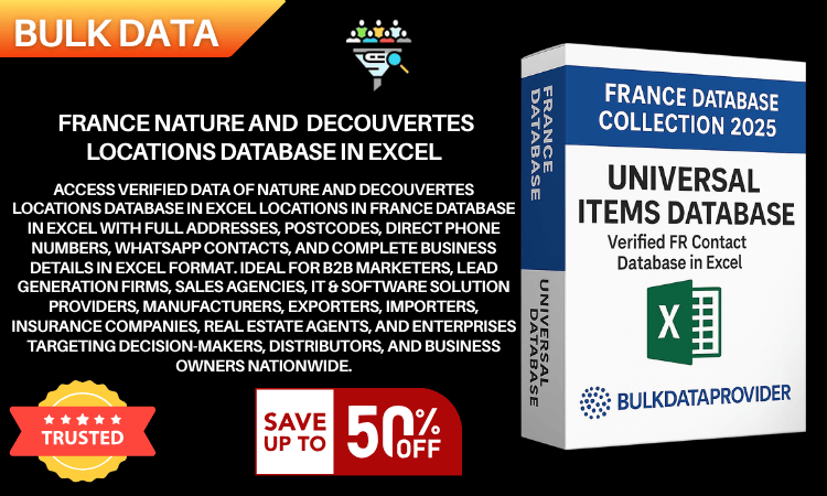 France Nature And  Decouvertes Locations Database in Excel – Verified Addresses & Postcodes 2025