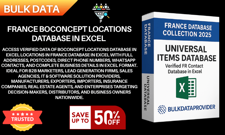 France Boconcept Locations Database in Excel – Verified Addresses & Postcodes 2025