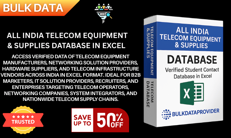 All India Telecom Equipment & Supplies Database in Excel – Verified Telecom & Networking Vendors Dat