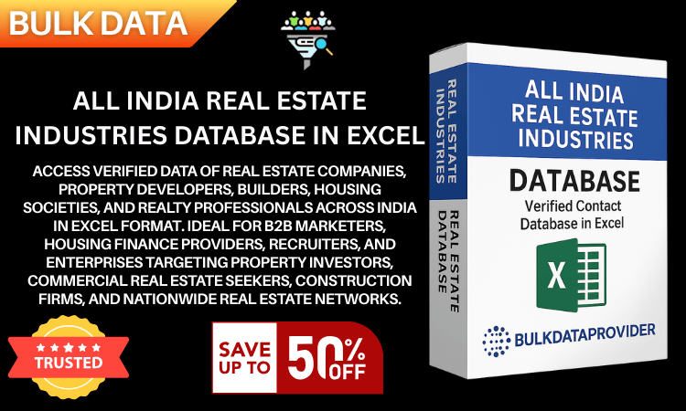 All India Real Estate Industries Database in Excel – Verified Real Estate Businesses & Professionals
