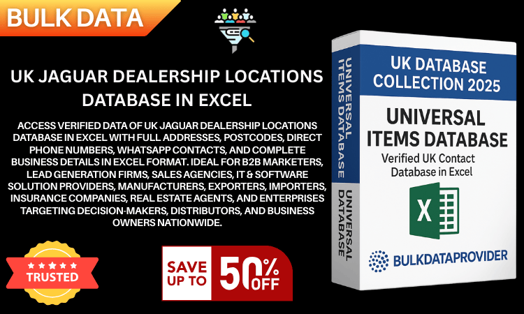 UK Jaguar dealership Locations Database in Excel  Verified Addresses  Postcodes 2025