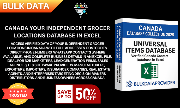 Canada Your Independent Grocer Locations Database in Excel – Verified Addresses & Postcodes 2025