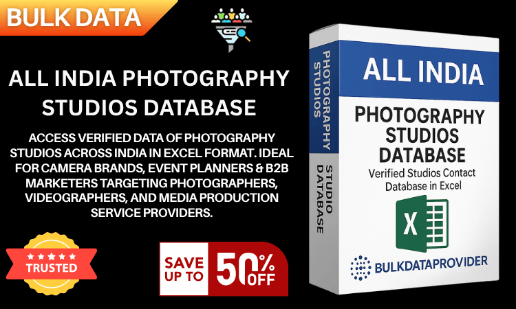 All India Photography Studios Database – Verified Photo & Videography Leads in Excel