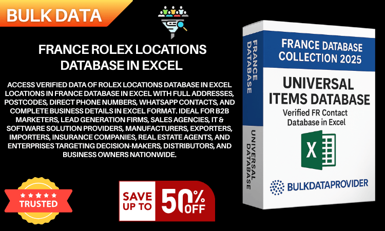 France Rolex Locations Database in Excel – Verified Addresses & Postcodes 2025