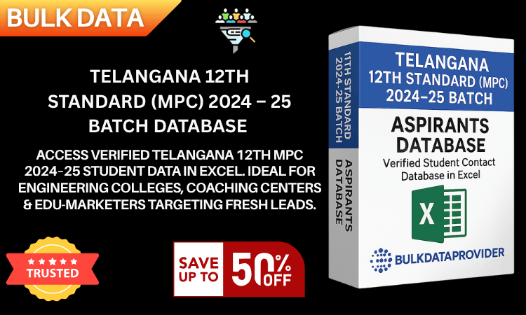 Buy Telangana 12th (MPC) 2024–25 Batch Database – Verified Student Leads in Excel