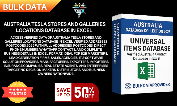 Australia Tesla Stores and Galleries Locations Database in Excel Verified Addresses Postcodes 2025