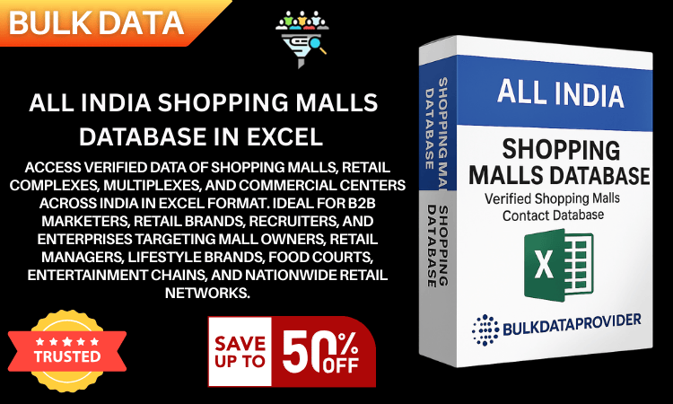 All India Shopping Malls & Supermarkets Database in Excel– Verified Retail & Commercial Centers Data